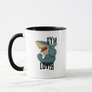 caneca de café de tubarão amante de academia