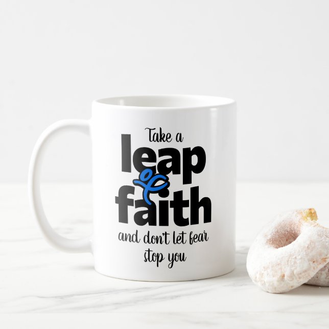 Caneca De Café Dê um salto de fé Não deixe o medo te impedir (Com Donut)