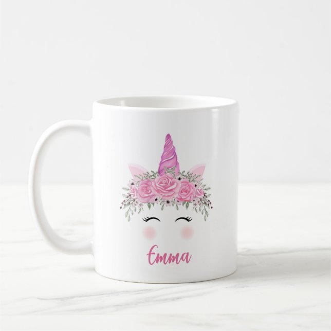 Caneca de Café de Unicórnio Personalizada Com Nome (Esquerda)