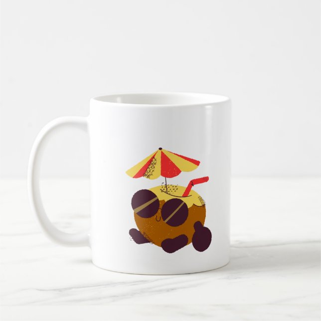 Caneca de café de verão da praia de coco fofa (Esquerda)