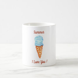 Caneca de Café de Verão Fofa Eu Amo Sorvete
