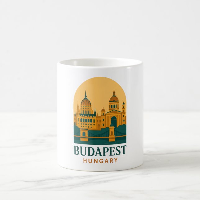 Caneca de Café de Viagem Antiga Budapeste Hungria  (Centro)