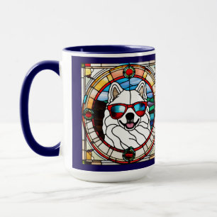 Caneca de Café de Vidro Colorido Samoyed Fofa