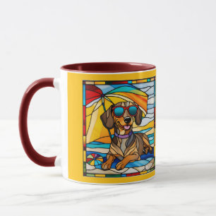 Caneca de café de vitral de Dachshund fofa