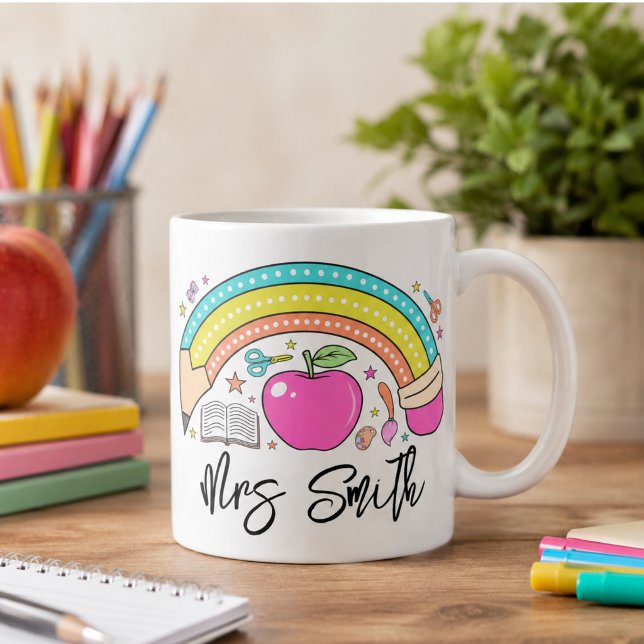 Caneca De Café de volta à Escola Arco-íris Professor Vida (back School Rainbow Teacher Life Coffee Mug)