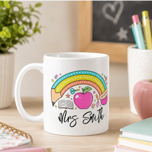 Caneca De Café de volta à Escola Arco-íris Professor Vida (back School Rainbow Teacher Life Coffee Mug)