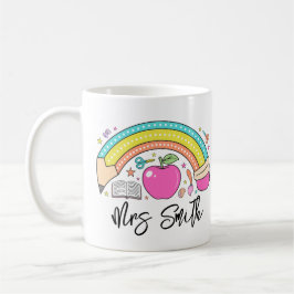 Caneca De Café de volta à Escola Arco-íris Professor Vida