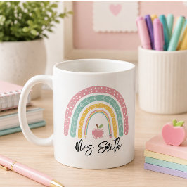 Caneca De Café de volta à Escola Arco-íris Vida de Professor