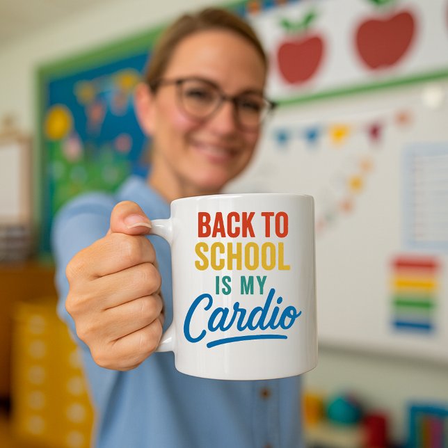 Caneca De Café De volta à escola é meu Cardio Mug; Engraçado Prof (Criador carregado)
