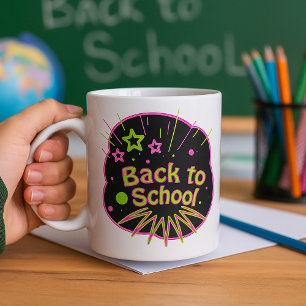 Caneca De Café De volta à escola Neon Pop Art Bright Classroom