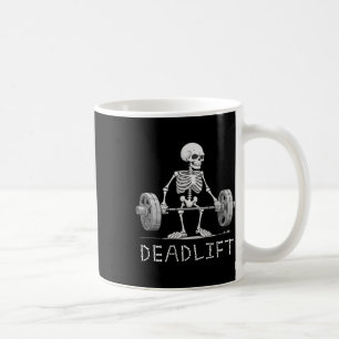 Caneca De Café Deadlift Esqueleto Halloween Engraçado Levantament