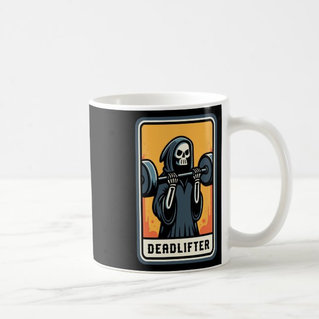Caneca De Café Deadlifter Grim Reaper Levantando Pesos Gym Hallow (Direita)