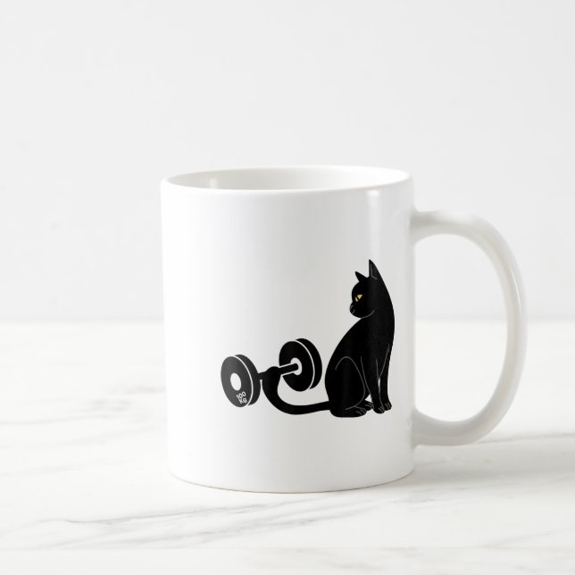 Caneca De Café Deadlifting Cat Workout Gym Fitness Exercise Weigh (Direita)