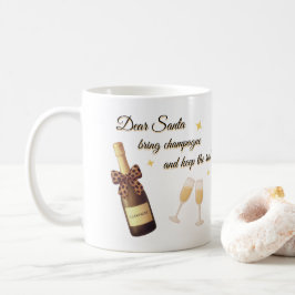 Caneca De Café Dear Santa Champagne Design