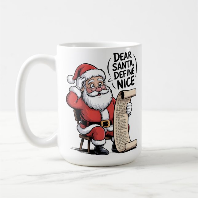 Caneca De Café Dear Santa, Define Nice (Esquerda)