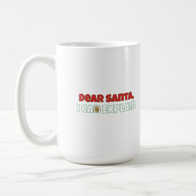 Caneca De Café Dear Santa, I Can Explain  Funny Christmas (Esquerda)