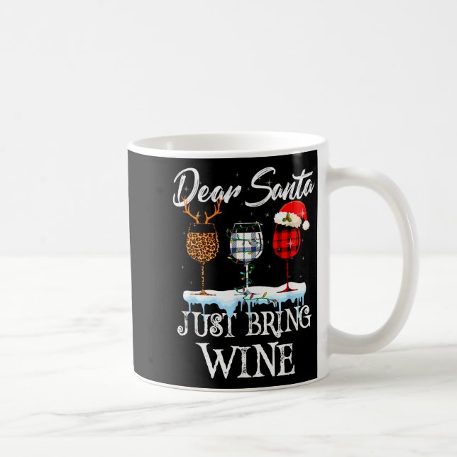 Caneca De Café Dear Santa Just Bring Wine Christmas Pajama Costum (Direita)