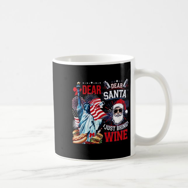 Caneca De Café Dear Santa Just Bring Wine For Christmas  (Direita)