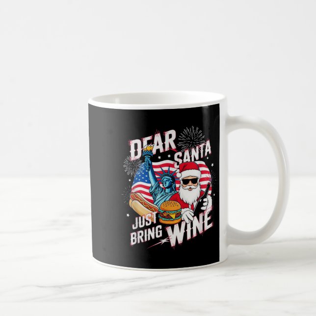 Caneca De Café Dear Santa Just Bring Wine For Christmas  (Direita)