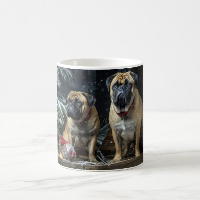 Caneca De Café Decado de Natal Bullmastiff Snowy Sleigh (Centro)