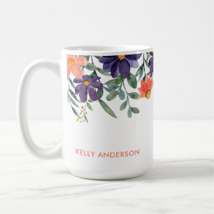 Caneca De Café Decalcomania Monogramada com Padrão de Folhagem Bo
