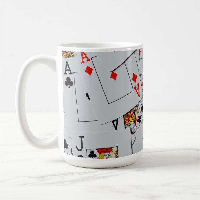 Caneca De Café Deck Of Scattered Playing Cards Pattern, (Esquerda)