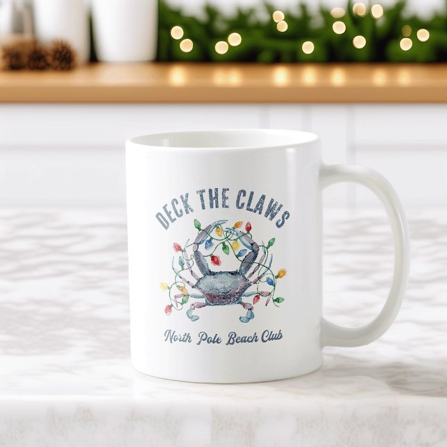 Caneca De Café Deck the Claws Coastal Christmas Crab (Criador carregado)