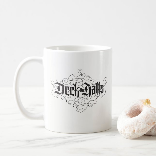 Caneca De Café Deck the Halls Floured Christmas Lettering (Com Donut)