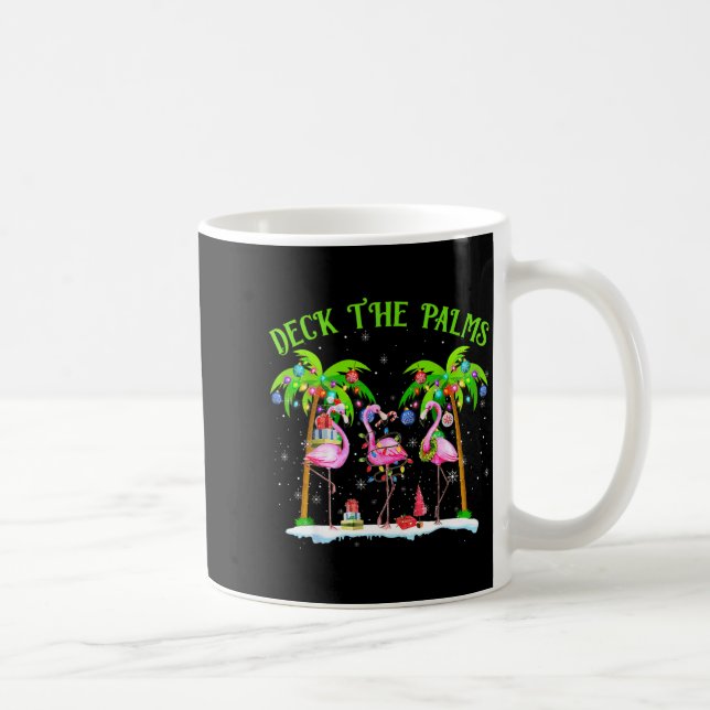 Caneca De Café Deck The Palms Flamingo Trocal Christmas Lights  (Direita)