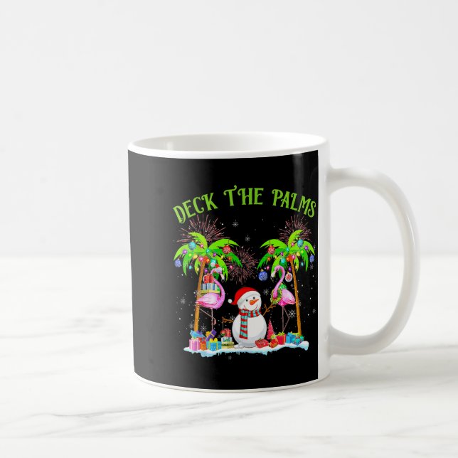 Caneca De Café Deck The Palms Flamingo Trocal Christmas Lights Pa (Direita)