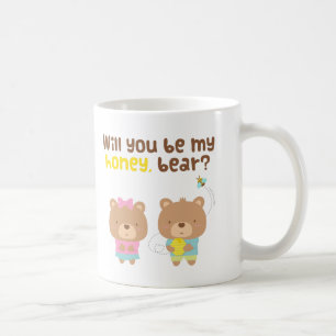 Caneca De Café Declaração de Amor com Piada Fofa Seja Meu Ursinho