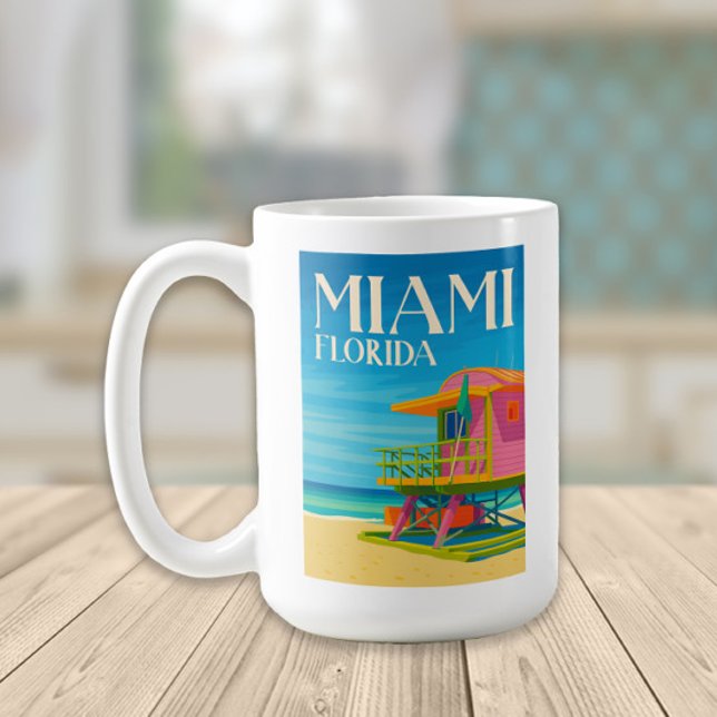 Caneca De Café Deco da Guarda de Arte da Vida em South Beach, Mia (Miami, Florida coffee mug)