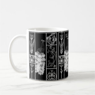 Caneca De Café Deco de arte preto e branco estilizável personaliz