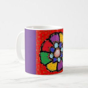 Caneca De Café Decor artístico fetal vermelho roxo verde
