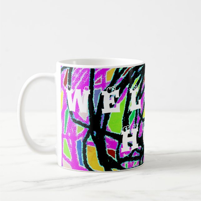 CANECA DE CAFÉ DECOR DE ARTE BEM-VINDO EM CASA (Esquerda)