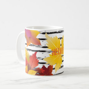 Caneca De Café Decoração da escova das folhas de bordo da queda