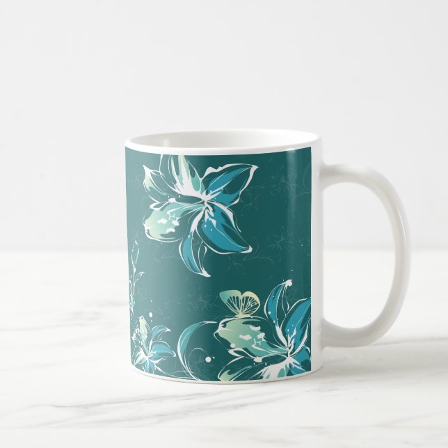 Caneca De Café Decoração da Flor 9 Mug (Direita)