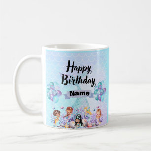 Caneca De Café Decoração da Sereia Whimsical - Azul e Roxo