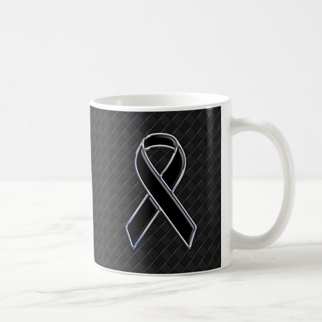 Caneca De Café Decoração de Consciência da Fita Preta Chrome (Direita)