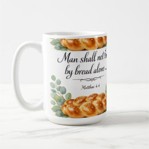 Caneca De Café Decoração de Cozinha Mateus 4:4 Presente Judaico M