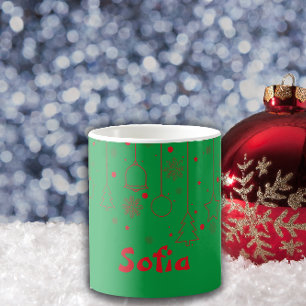 Caneca De Café decoração de estrela verde-natalina Clássica Mug