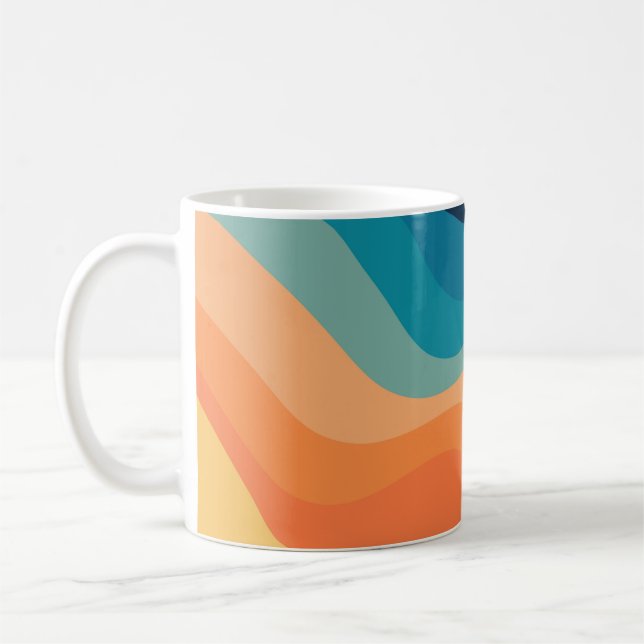 Caneca De Café decoração de ondas de estilo retrô (Esquerda)