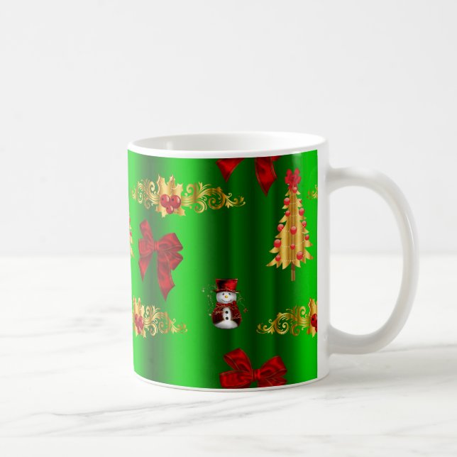 Caneca De Café Decorações de Natal Em Verde (Direita)