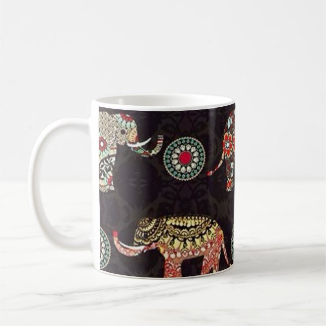 Caneca De Café Decorative Elephant Pattern Mug (Esquerda)