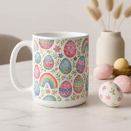 Caneca De Café Decorative Rainbow Easter Eggs Pastel Spring Color