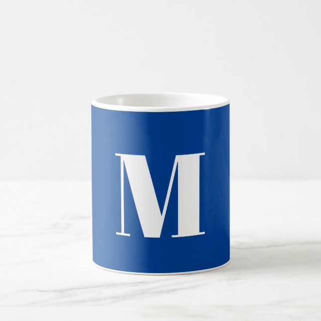 Caneca De Café Deep Blue - Letra inicial Monograma Na moda modern (Centro)