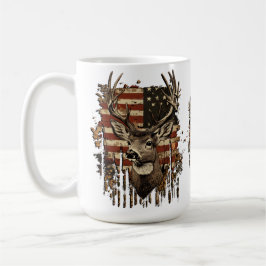 Caneca De Café Deer, Buck Season USA Flag