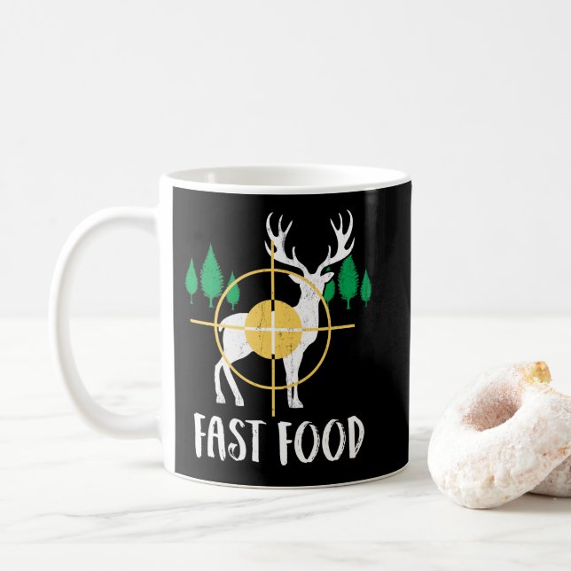 Caneca De Café Deer Comida Rápida Caçando Presente Engraçado Para (Com Donut)