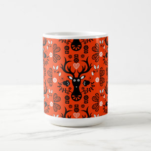 Caneca De Café Deer de Arte Folclórica Moderna