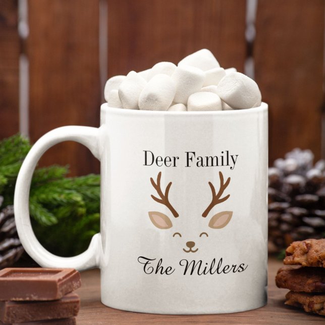 Caneca De Café Deer Family Minimalist Reindeer Christmas (Criador carregado)